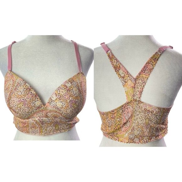 VICTORIA'S SECRET Pullover Lace Bra Adjustable Straps Floral Multicolor 36C 3a-2 - Picture 1 of 13